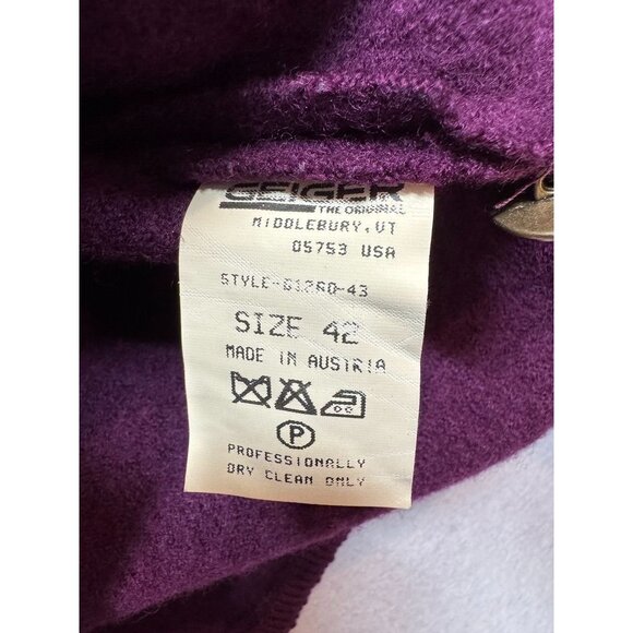 Geiger Collections Cardigan Sweater Purple Wool Old Money Preppy Womens 42 Large - Picture 6 of 6